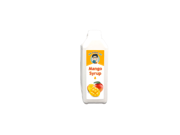 a white bottle of Bubble Tea Mango Syrup